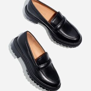 Madewell The Bradley Lugsole Leather Loafer in True Black Size 9 classic chunky